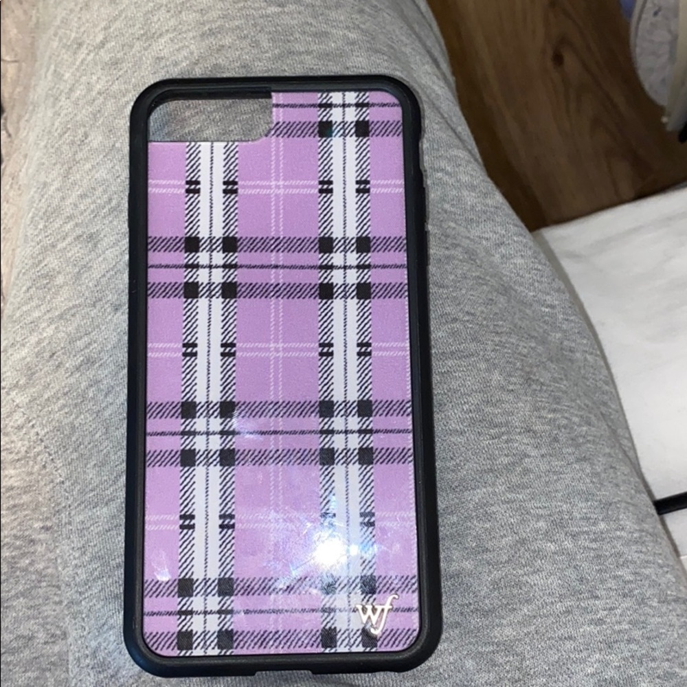 iphone 6/7/8 plus purple plaid wildflower case